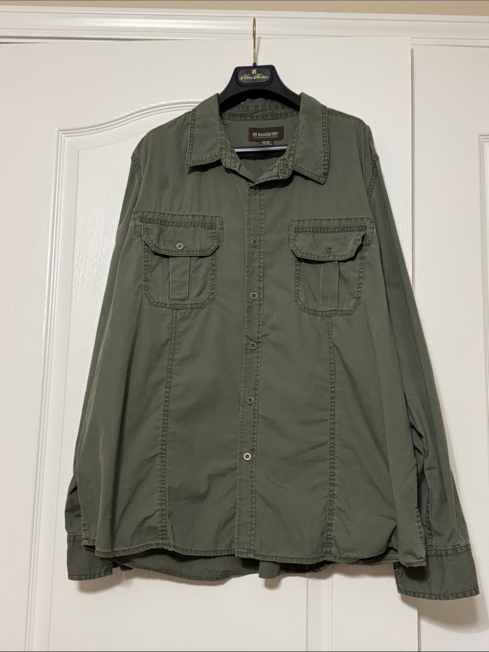 No Boundaries Olive Green Lightweight Utility Shirt Jacket